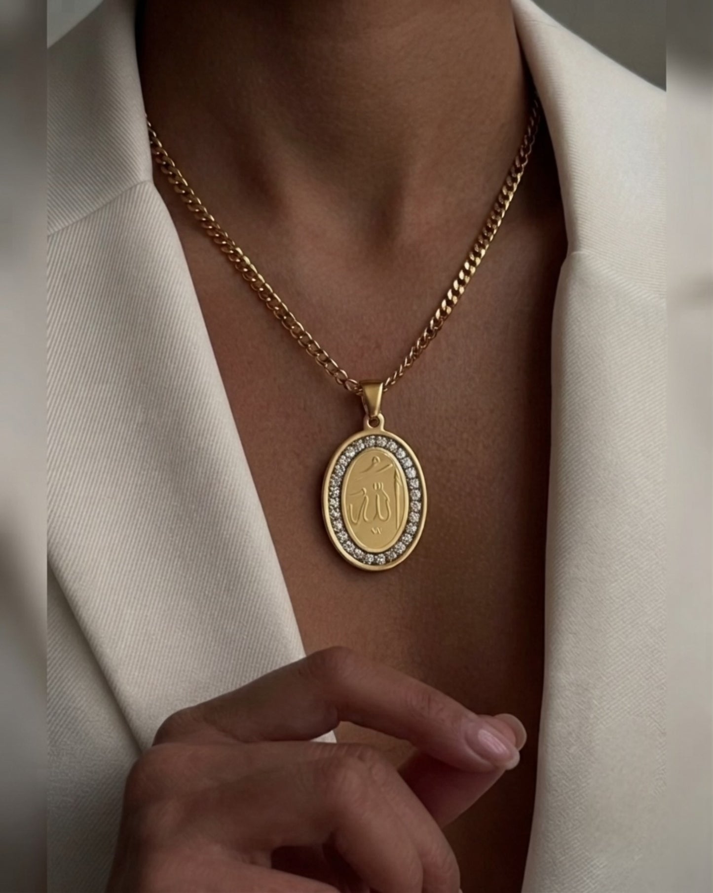 Islamic Glammed Oval Pendant
