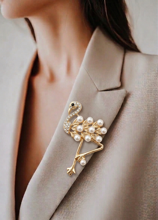 Flamingo In Bloom Brooch