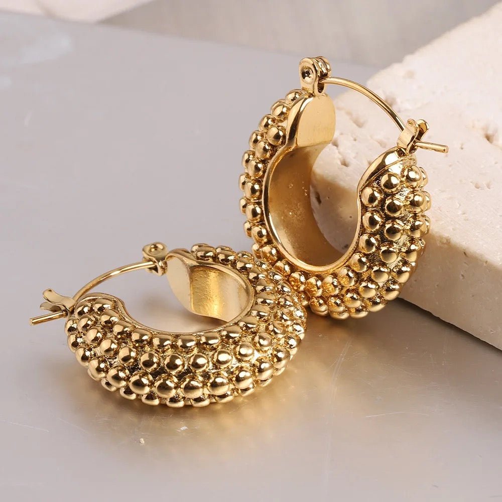 Small Beads Retro Hoop Earrings