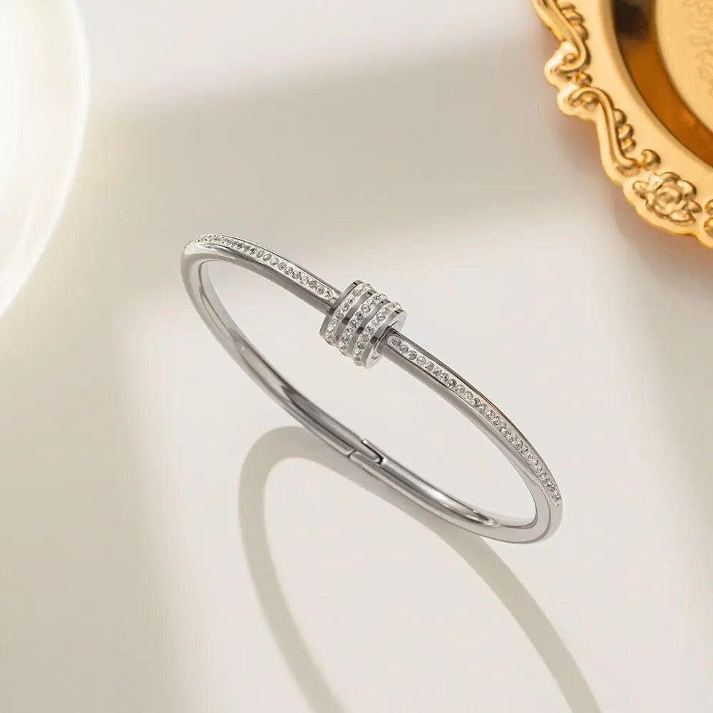 Rhinestone Charm Bangle