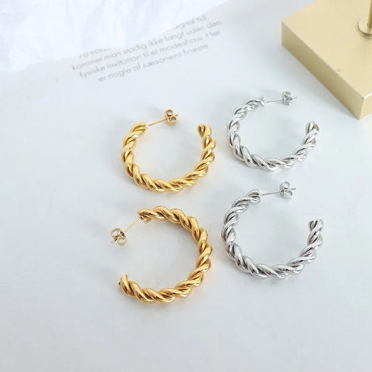 Twisted Rope Hoop Earring