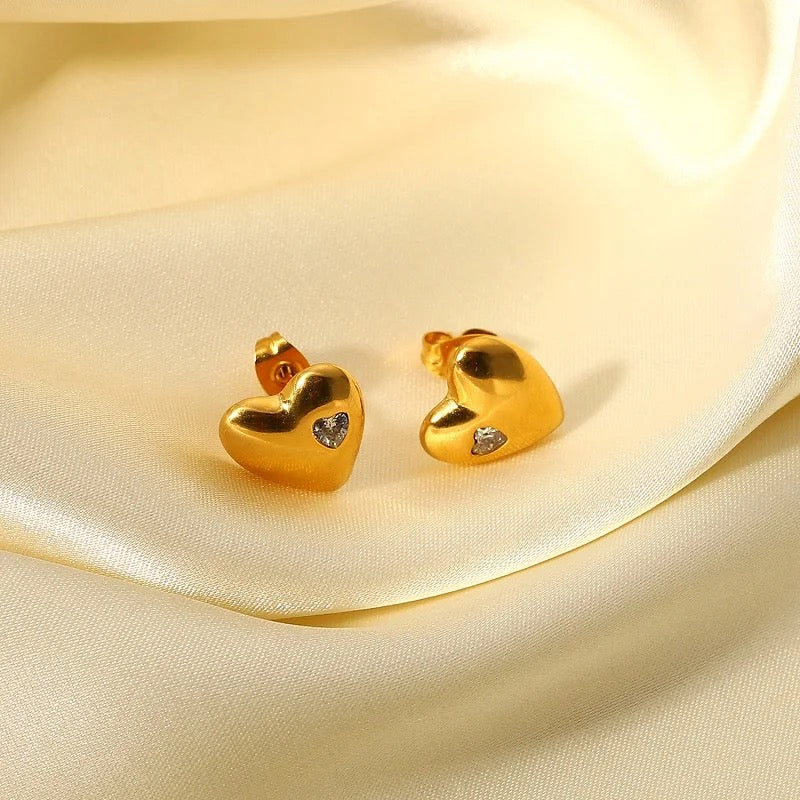 Heart Stud Zircon Earring