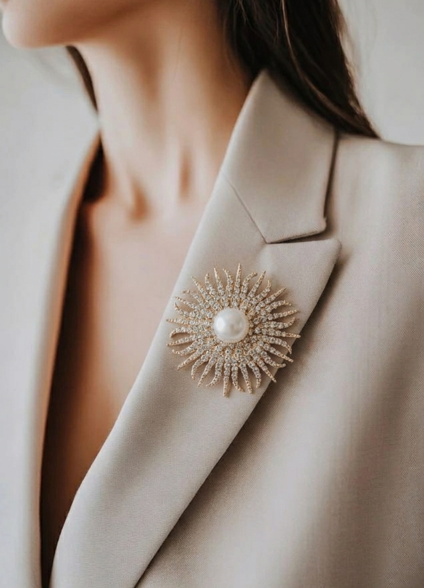 Sun-ray Pearl Brooch
