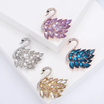 Crystal Swan Brooch