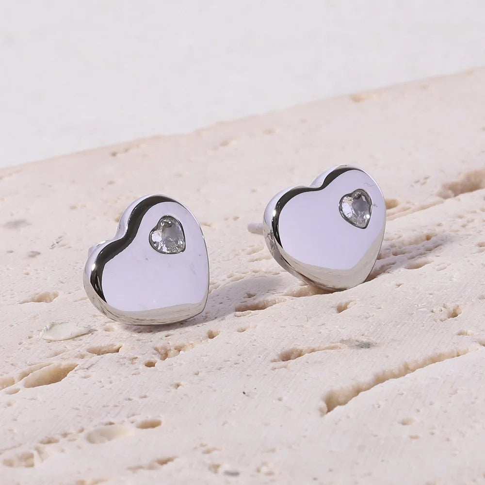 Heart Stud Zircon Earring